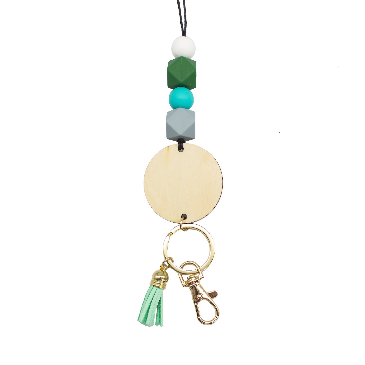 Wholesale Silicone Beaded Wooden Sign Acrylic Lanyard Keychain